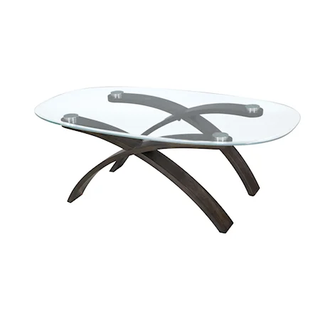 Contemporary Oval Cocktail Table with Glass Top
